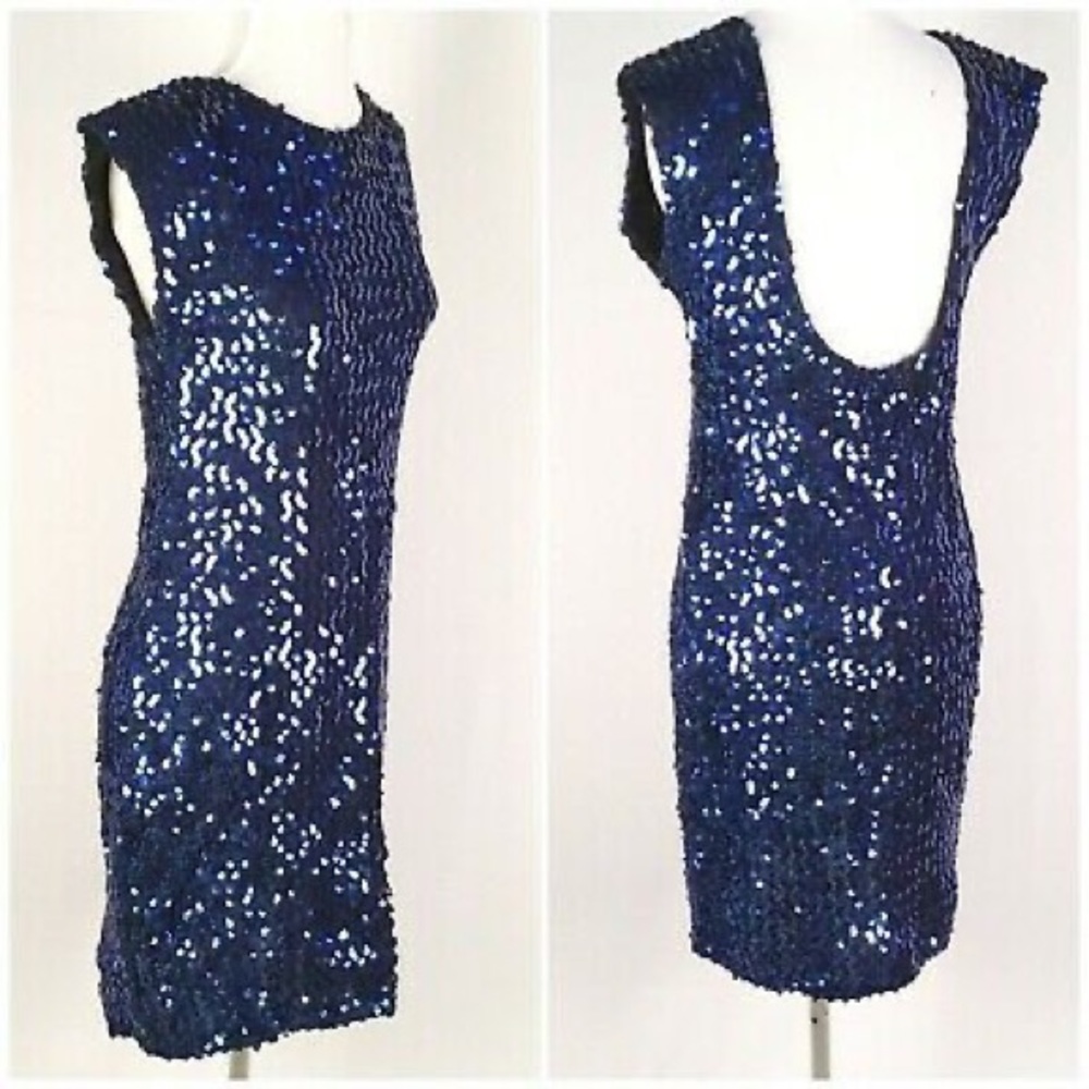Elegant Blue Sequin Dress